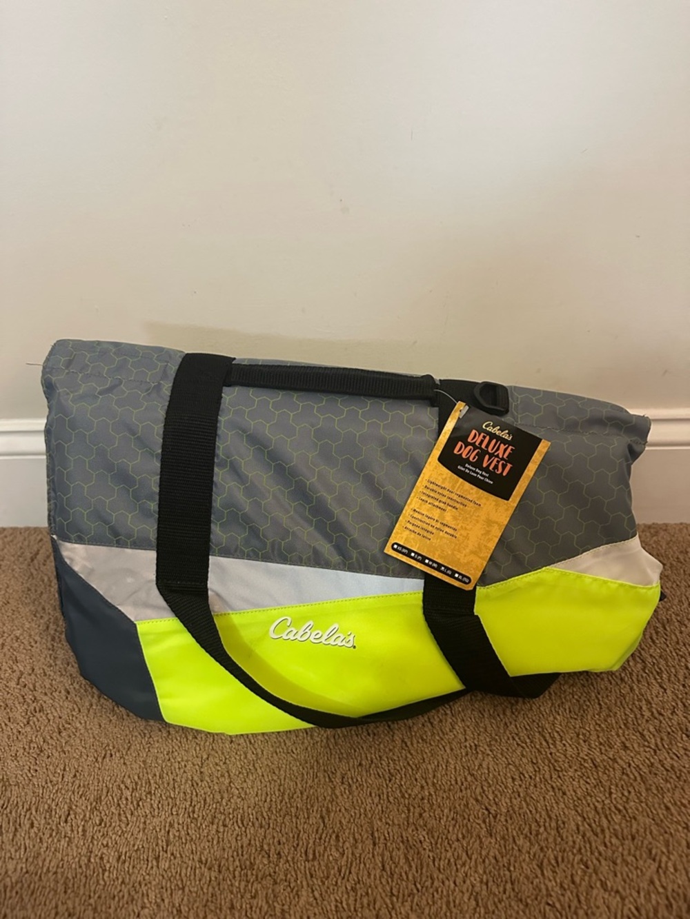 Cabela's Deluxe Dog Flotation Vest Life Jacket High Visibility Handle New Size L